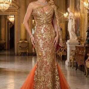 Luxurious Couture Designer Party Prom Wedding Evening Cocktail Runway Gown Dress